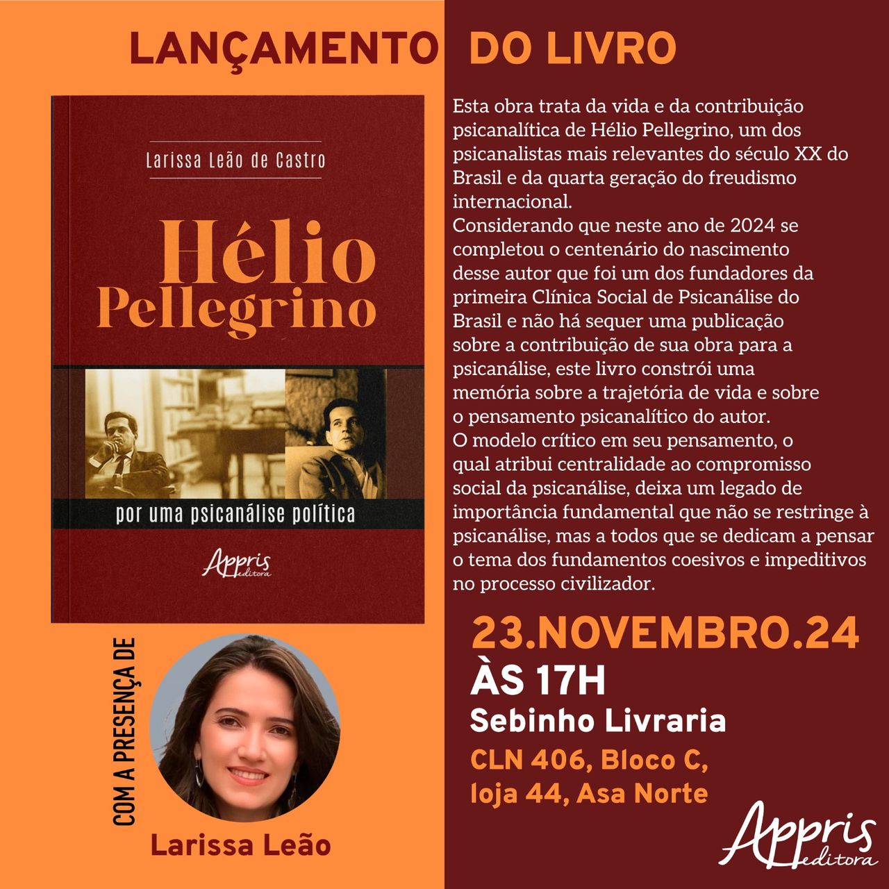 Lançamento do livro em Brasília - Sebinho Livraria